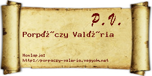 Porpáczy Valéria névjegykártya